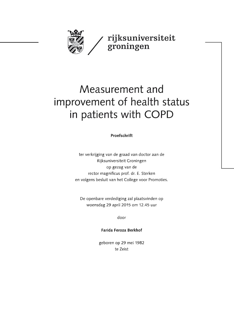 Berkhof - Measurement and improvement of health status in patients with COPD